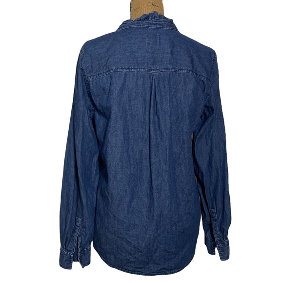Gap Denim LS Blue Denim Ruffled Tunic Top Size M - Picture 2 of 2